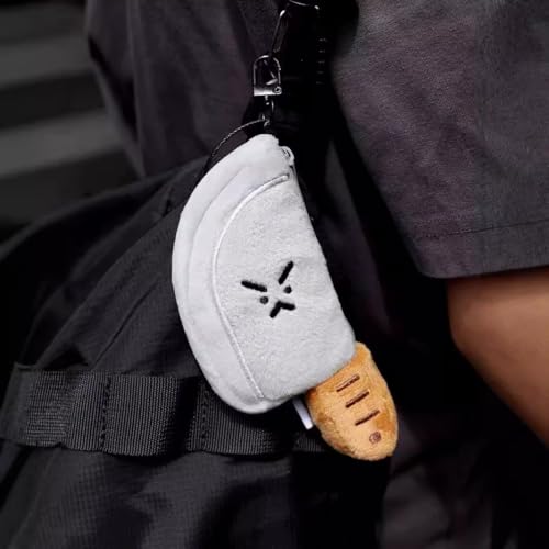 Coin Purse Keychain for Women and Men, Funny Plush-Wallet Coin Pouches with Zipper, Plush Earbud Pouch, Mini Backpack Charms (2pcs)