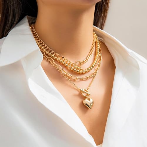 Gold Stack Necklace Chunky Necklaces for Women Trendy Coin Pendant Long Necklaces Western Jewelry for Women Cowgirl Cowboy Chic Country Outfit Boho Accessories Birthday Jewelry Gifts - color: E1:gold boho necklaces