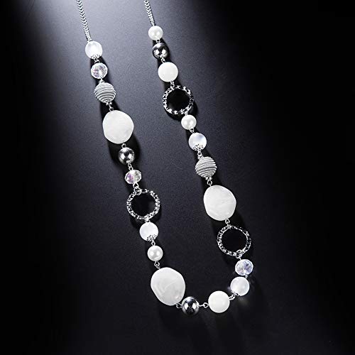 PEARL&CLUB Long Beaded Necklaces For Women - Sweater Chain Fashion Jewelry Necklace Gifts For Women - color: 23-White