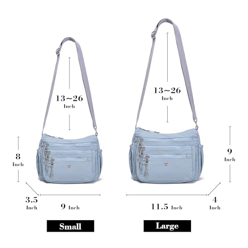 AOCINA Crossbody Bags for Women Multi Pocket Nylon Lightweight Ladies Purses Messenger Shoulder Handbags Satchel Travel Bag - color: Canal Blue, size: Small