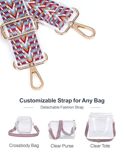 PACKISM Clear Sling Bag Stadium Approved - Clear Bag for Stadium Events & Holographic Bag for Music Festivals Jacquard Strap - color: 02_white