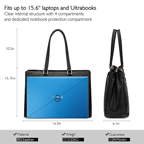 LOVEVOOK Laptop Tote Bag for Women 15.6 Inch Waterproof Leather Computer Bags Business Office Work Briefcase Black - color: Black 15.6 Inch, size: 15.6 inch