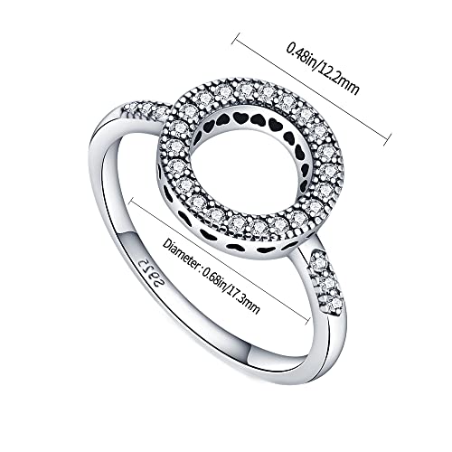 KUNSIR 925 Sterling Silver Rings Classic Cubic Zirconia Eternity Promise Statement Anniversary Wedding Bands Engagement Rings for Women Infinity Forever Love Ring Size 7-9 - style: With round Ring