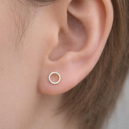 Gold Circle Earrings for Women Circle Stud Earrings Simple Tiny Triangle Square Bar Stud Earrings Trendy Jewelry Gifts - color: A2：silver circle earrings