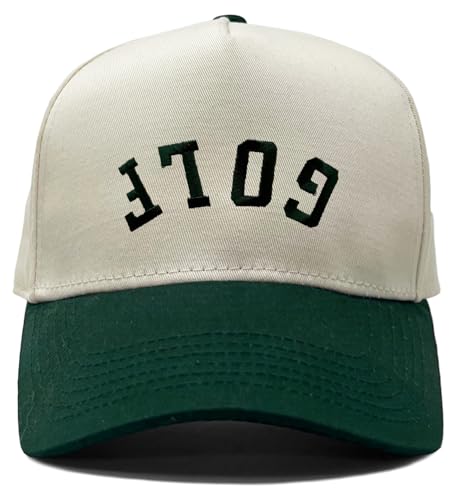 Funky Junque Vintage Canvas Snapback Hat - Adjustable 2 Tone Cap for Men Women - Put It On My, Cowboy, Girl Dad, Funny - color: Golf (Upside Down) - Green/Beige