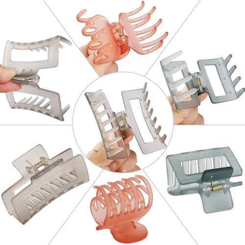 CHANDAT Medium Claw Hair Clips Set for Women - 3 Styles, 9PCS Rectangle Hair Clips for Thick Hair, Square Clips for Thin Hair - Ice Cream - color: Ice Cream