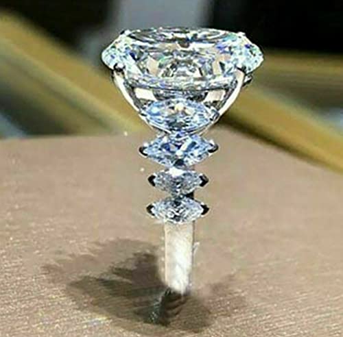 Cuteshop Elegant Huge Zircon Wedding Ring 18k Platinum Plated Shiny Cubic Zirconia Crystal Diamond Wedding Jewelry for Women (10) - size: 10
