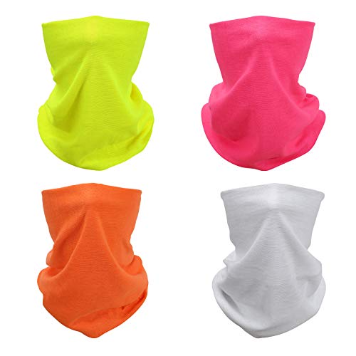 4 Headband Bandana Balaclava Half Face Mask Shield Head Hair Scarf Neck Gaiter Hat Multipurpose for Women Men Breathable Reusable Washable Pure Color White Neon Yellow Pink Orange - color: 4x Neon Green Orange Pink White Pure Color Mask