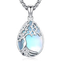 Turquoise/Amethyst/Moonstone/Black Onyx Tree of Life Necklace for Women Hummingbird Necklaces White Gold Plated Copper Jewelry - style: B-Tree of Life -Moonstone