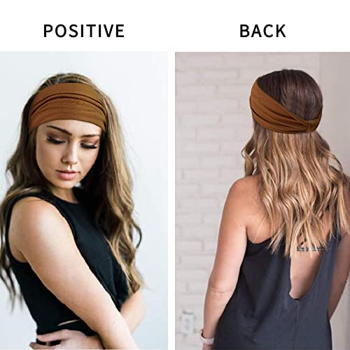 Awumbuk Wide Headbands for Women Knotted No Slip Head Bands Soft Turban Headband Hair Accessories Boho African Solid Color Head Wraps for Women Yoga Workout (Multi-colored-2) - color: Multi-colored-2