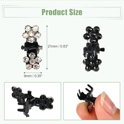 VOCOSTE 12 Pcs Mini Hair Claw Clip, Small Rhinestone Hair Clips, Metal Little Hair Clips for Women and Girl Flower Hair Accessories, White - color: White