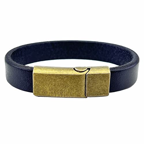 Mens Genuine Leather Bracelet - Handmade Adjustable Leather Cuff Bracelet punk Style leather wrap Wristband for Men - color: N-E