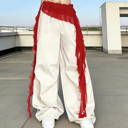 Women Y2K Lace Fringe Hip Scarf Boho Triangle Tassel Waist Cover Up Skirt Wrap Sheer Tie Belt Aesthetic Streetwear - color: B Red