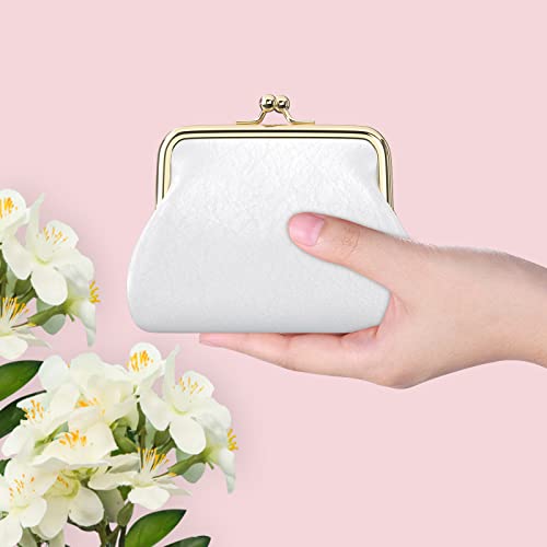 Coin Purse, Small PU Leather Change Purse, Coin Wallet with Clasp, Car Change Holder Pouch for Woman Men Kids Girls, White - color: White