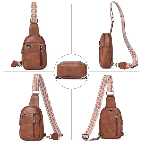 cakang Womens Sling Bag Crossbody Bags for Women Vegan Leather Sling Backpack Daypack Fanny Pack Crossbody Purse Travel - color: 5-brown-mini