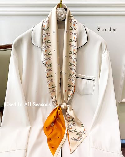 Purse Scarf For Handbags Head Scarves For Women's Hair Bags Scarfs Long Skinny Scarves Fashion Silky - color: A15-little Orange Rabbit