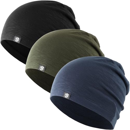 WTACTFUL 3 Pieces Cooling Skull Caps for Men & Women - Soft & Breathable Cycling Cap for Summer - color: Black+green+blue