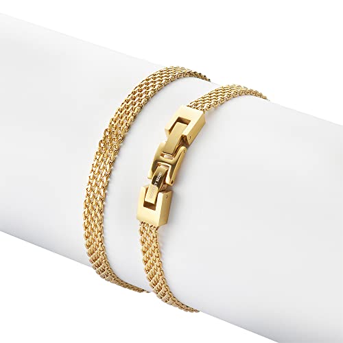 Geoffrey Beene Stainless Steel 6mm Italian Mesh Link Bracelet 8.5Inches - color: Gold