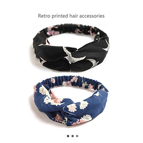 DRESHOW 10 Pack Boho Headbands for Women Girls Criss Cross Elastic Hair Band Twisted Head Wrap Floral Hair Accessories - color: 10 Pack Style a