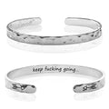 Carviell Bracelet - Gifts for Women – Inspirational, Friendship, Love, Mom, Daughter, Sister, Christian, Graduation, Memorial & Wedding Gifts – 100+ Phrases – Stainless Steel, Gift-Ready - style: BADASS GIFT - Keep f##king going