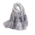 WINCESS YU Women Mulberry Silk Scarf Long & Large Embroidered Floral Pattern Shawl and Wraps Neckerchief for Hair & Neck - color: Gradient Light Grey