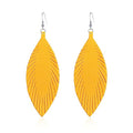 Large Genuine Soft leaf Leather Handmade Fringe Tassel Feather Lightweight Tear Drop Dangle Color Earrings for Women - color: Yellow