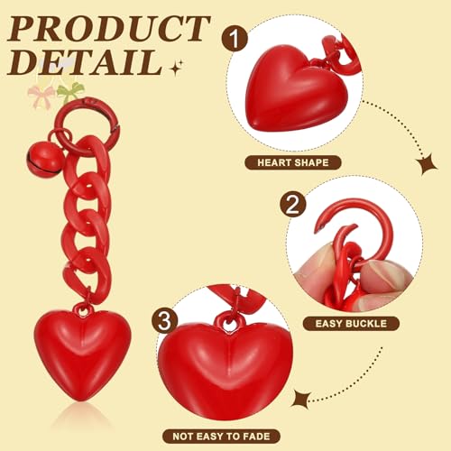 PATIKIL Cute Heart Keychain for Women, Heart Purse Charm Bag Charm Accessories for Handbag Car Purse Backpack - color: Red