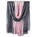 Two-tone Linen Scarf for Women Lightweight Summer Wrap Cotton Shawl Beach Travel Pashmina Gauze 75"×35" - color: Pink/Light Grey