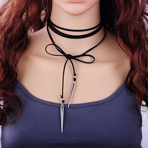 Boho Outfits for Women Boho Necklaces Country Concert Outfits Nashville Western Jewelry Choker Necklaces Long Leather Necklace Western Dress Jewelry Country Cowgirl Accessories Gifts - color: S:Black Y Necklace