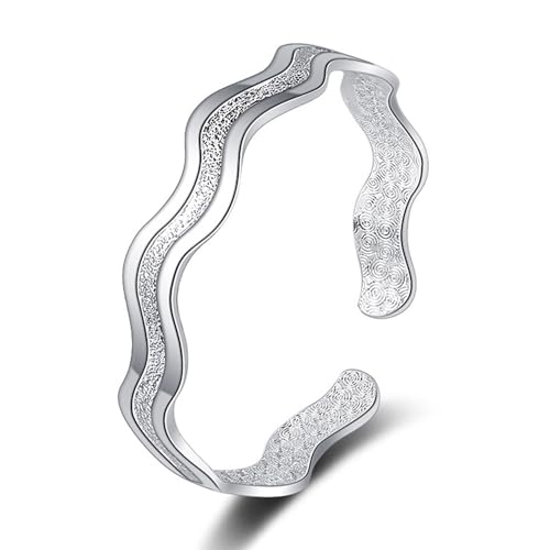 925 Sterling Silver Bracelets Open Adjustable Bangle Bracelet Teardrop Water Drop Cuff Bangles for Women - color: Pattern 10