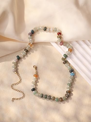 Sacina Trendy Boho Colorful Beaded Crystal Choker, Y2k Summer Beach Necklace, Boho Necklace, Hippie Jewelry, Christmas Jewelry Gift for Women - color: B
