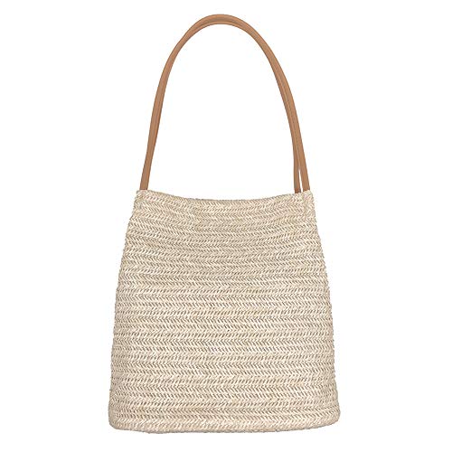 Aphoraeny Straw Beach Bag Buckets Totes Handbag Shoulder Tote Bag Straw Purse Summer Purse Women Summer Handbag - color: A-light Beige