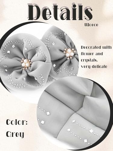 Woeoe Beanie Cap Head Wrap Black Rhinestones Head Scarf Flower Pearls Twisted Head Turban for Women Girls - color: Grey