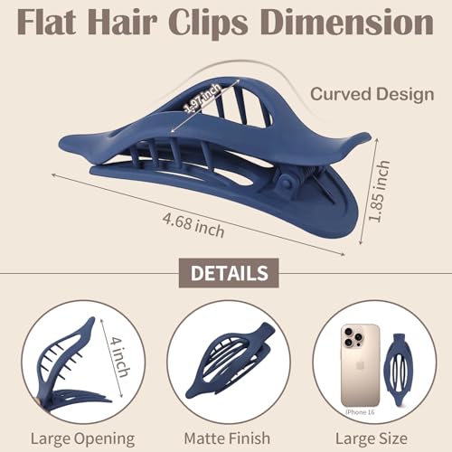 9 Pack Flat Hair Clips for Women, Matte Claw Clips for Thick & Thin Hair (Multicolor) - color: Multicolor-Regular