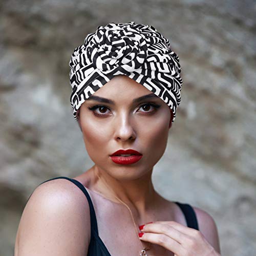 DRESHOW 5 Pack Knotted Headwraps for Women African Turban Pre-Knotted Beanie Headwraps Hair Covers - color: 5 Pack Knotted Flower a