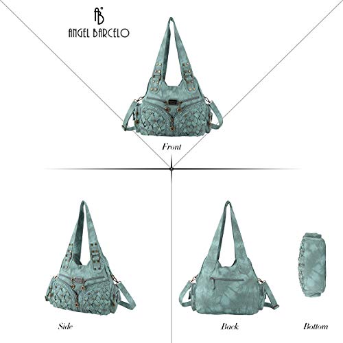 Angel Barcelo Purses for Women Large Shoulder Bag Soft Hobo Bags for Women - color: Green-2