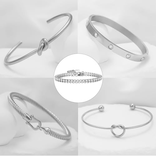 18 K Gold Plated Love Bangle Bracelet Stack Cuff Jewelry for Women Jewelry Set for Women Gift with Box - style: style20