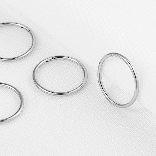 4Pcs 16G 18G 20G Surgical-Steel-Piercing-Ring-Nose-Rings-Hinged-Hoop-Earrings,6mm 8mm 10mm 12mm Seamless Stainless Steel Clicker Eyebrow Septum Piercing Hoop,Sliver Black Gold Rose Gold Rainbow Body Jewelry Set - color: 20G 8mm Silver & Black