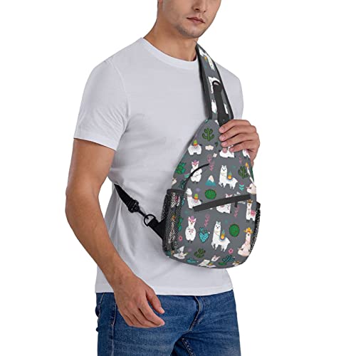 Sling Backpack For Men Hiking Daypack Crossbody Shoulder Bag Travel Chest Pack | Hiking - color: Cute Llama