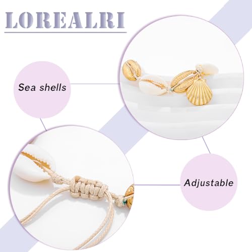 Beaded Anklets Bracelets Boho Handmade Turtle Starfish Whelk Shell Tree of Life String Ankle Bracelet Summer Beach Waterproof Barefoot Sandals Foot Jewelry for Women - color: Gold