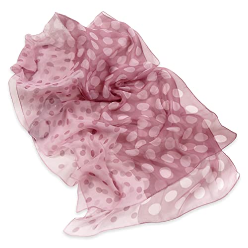 E-Clover Unique Fashion Women's Scarf Chiffon Sheer Scarves for Women Lightweight - color: Polka Dot-pink