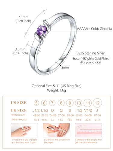 Custom4U Personalized Mothers Ring with 1-5 Birthstones Names Engraved 925 Sterling Silver/14K White Gold Plated Birthstone Rings for Women Promise Ring Birthday Jewelry Gifts for Mom Grandmother Wife - color: 1 Birthstone Ring (Custom)