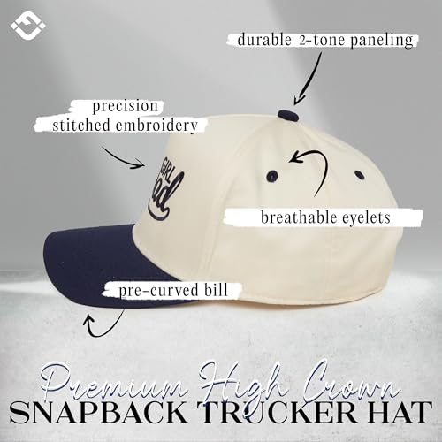 Funky Junque Vintage Canvas Snapback Hat - Adjustable 2 Tone Cap for Men Women - Put It On My, Cowboy, Girl Dad, Funny - color: Girl Dad - Navy/Beige