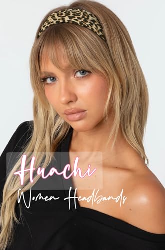 Huachi Headbands for Women Non Slip 16 Pack Trendy Women Headbands Cheetah Print, Elastic Hair Bands Soft Cloth Fabric Fashion Hair Accessories - color: CHEETAH TRENDY HEADBANDS