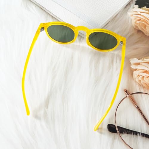 Ridering Kids Polarized Round Sunglasses,Cute Retro Sun Glasses for Toddler Girls Boys Party Beach Shades Age 3-9 - color: Black+orange