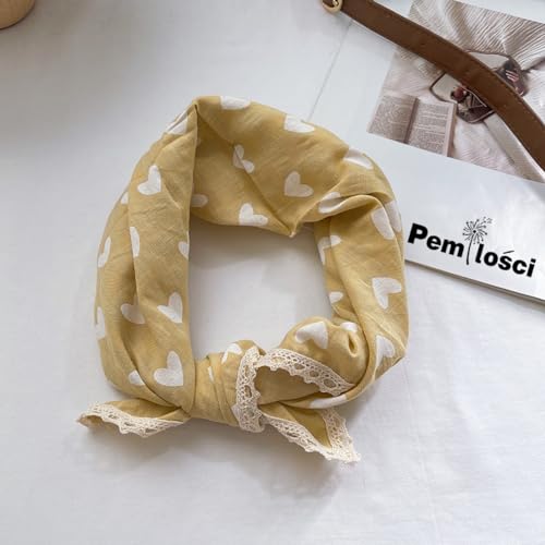 Soft Cotton Like Lace Bandana Headband, Head Wrap, Protective Coverage, Hair Neck Scarf for Women 24 x 24 inch - color: Cas029 - Heart Y