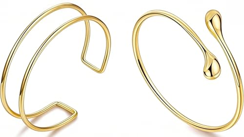2Pcs Minimalist Simple Swirl Upper Arm Cuff Bracelets for Women Arm Bangle Armlets Adjustable - color: arm cuff new