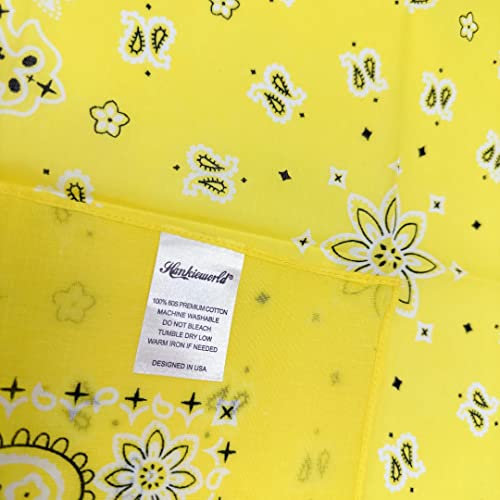 Bandanas Gift Set 12 Pack Soft Thin Handfeel Cotton Bandanna Scarf for men - color: Blazing Yellow