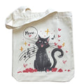 Canvas Tote Bag with Zipper for Women, Aesthetic Tote Bag with Pocket for Vacation, Shopping, Travel, Beach - style: Cat Music-01