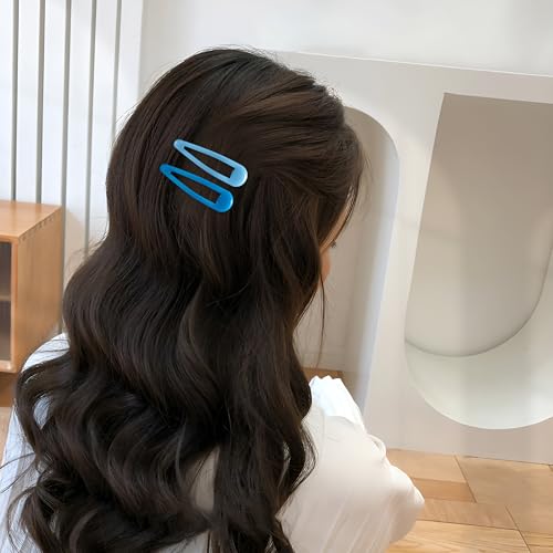 20 PCS Metal Snap Hair Clips Water Drop No Slip Barrettes for Women Bright Small Hair Clips For Thick And Thin Fine Hair,Multiple Blue,1.97 x 0.5 In. - color: Multiple Blue
